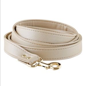 6’ Saffiano Leather Dog Leash in Champagne - Pet Accessories